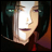 Pixelated anime-style character with dark hair and purple eyes, next to stylized text on a black background.