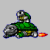 Pixelated green turtle with silver armor and yellow underbelly in two animated frames showing slight movement difference.