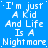 Blue background with white pixelated text repeating 'I'm just A kid And Life Is A Nightmare' in a pattern