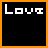 Pixel art animation of 'Love' text transforming into a skull and crossbones with 'suicide' text variations on black background.