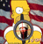 Static pixelated cartoon icon of a yellow character with large white eyes and red accents, holding a circular object against an abstract background.