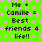 Green background with pink star pattern and repeated black text reading "Me + Camille = Best friends 4 life!!" in pixelated font.