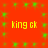Red background with green star-like shapes and yellow text reading 'king ck' repeated in four positions.