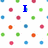Blue text 'I LOVE polkadots' on white background with multicolored pixelated dots, static image.