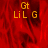 Red textured background with yellow text "Gt LiL G" in three , partially obscured by a gray rectangle on the right