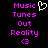 Pixelated text and symbols on black background with pink and white elements.