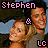 Pixelated image of two people with text overlays, showing animation changes in text color and background.
