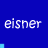 Blue background with repeated white 'eisner' text and light blue horizontal bars in a pattern