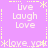 Pixelated text and symbols on a purple background with yellow decorative elements arranged in a pattern