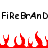 Pixelated text "FiReBrAnDFiReBrAnD" in black above red flame shapes on white background.