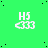 Green background with scattered black dots, multiple identical white 'H5' text icons featuring three fish symbols below the text arranged in a pattern
