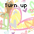 Pixelated image with yellow and pink circular shapes, green and purple lines, and black text reading "Turn up the music and forget the world".