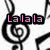 Pixelated black musical note with pink text 'Lalala' overlaid on a white background.