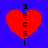 Four red heart shapes on a blue background with vertical text 'access' above each heart, two hearts appear slightly blurred.