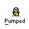 Animated contact sheet of a yellow stick figure character performing pumping motions with arms raised, displayed in 21 frames across a gray background grid.