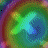 Four identical X-shaped symbols arranged in a , each with vibrant gradient backgrounds shifting through green, blue, purple, and pink hues