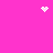 A static image with a bright pink background featuring three white pixelated elements: a heart shape at the top center, a starburst pattern at the top right, and a scattered dot cluster at the bottom center.
