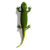 Animated contact sheet of a green lizard icon with yellow tail tip, showing eight sequential frames of tail movement against white background.