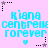 Pixelated cyan text on light purple background with alternating star and heart symbols in black and gray.