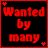 square icons with black backgrounds displaying 'Wanted by many' text in various bright colors, each bordered by a matching color and marked with a small star in the top-left corner