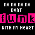 Pixelated text repeats across a black background with pink and white lettering, showing 'no no no no DONT' above each line of 'funki funk' and 'WITH MY HEART'.