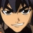 Anime-style face with dark hair, light skin tone, and a slight smile showing teeth.