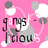 Pink background with white and gray circular shapes, black text reading 'gangst-licious' in a stylized font, and subtle pink line connections between elements.