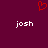 A static image with a dark purple background featuring two white 'josh' texts and one red pixelated heart symbol above them.