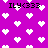 Purple background with white pixelated hearts and repeated text 'ILY<333' in black pixelated font.