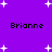 Purple background with white star shapes and repeated black text 'Brianne' in pixelated font.