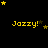 Yellow 'Jazzy!' text with exclamation marks appears in multiple against a black background, surrounded by yellow and brown stars