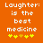 Orange background with white pixelated text 'Laughter: is the best medicine' and five yellow plus symbols below, where two central symbols change color from light brown to bright yellow.