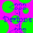 Pixelated green circles and blue text on a bright pink background with repeated 'Depp' and '<333' elements.
