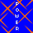 Blue background with orange diamond-shaped pattern and vertical white text reading "POWER" repeated twice