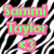 Pixelated text in green and pink on a black-and-white checkered background with a small heart symbol.