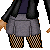 Pixelated character in black jacket, gray shorts, fishnet stockings with text "Booty Queen!" on multiple backgrounds.