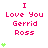 Pixelated text reads "I Love You Gerrid Ross" in red with green heart symbols appearing below the text