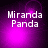 Four display 'Miranda Panda' text over a purple gradient background with shifting light effects