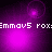 Animated purple gradient background with shifting light effects and pixelated text reading "Emmav5 rox" in white.