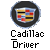 Pixelated circular icon with Cadillac emblem and 'Cadillac Driver' text below on gray background.