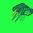Animated green jellyfish icon with yellow tentacles on bright green background, displayed as 3-frame contact sheet showing sequential motion across sampled frames.
