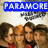Four identical pixelated images of a group of people with text banners above them, showing different colored labels.