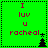 Green background with pink text reading 'I luv u rocheal' and a small black tree icon, where the tree's position shifts between top-right and bottom-left corners across frames.