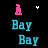 Pixelated text 'A Bay' in cyan and pink on black background with small white star-like shapes, animated variations of letter color.