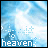 Animated icon with blue and white cloud-like background, pixelated text 'heaven' at bottom left, and shifting light effects across the frame.