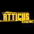 Static pixelated yellow text logo on black background with visible dithering and blocky rendering artifacts.