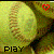 A baseball with visible stitching and partial text, featuring a red heart symbol above it and the word "PLAY" below in varying colors across frames.