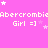 Pink background with repeated 'Abercrombie' text and 'Girl =]' phrases, scattered white stars.