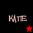 A four-quadrant displays the name 'KATE' in white pixelated text with a red star and black star in different quadrants against black and red backgrounds