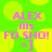 Bright green background with yellow circular shapes, pink text reading ALEX iiiis FO SHO! =] in four identical quadrants.